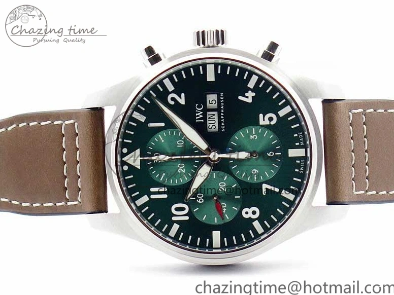 MIROTIME 0109 Pilot Chrono IW377726 ZF 1:1 Best Edition Green Dial on Brown Leather Strap A Trendsetting 7125
